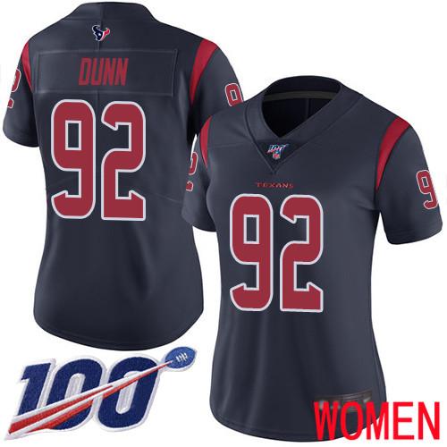 Houston Texans Limited Navy Blue Women Brandon Dunn Jersey NFL Football 92 100th Season Rush Vapor Untouchable